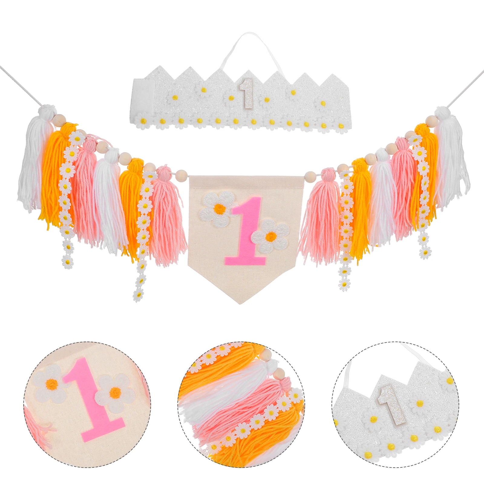 

Party Decoration Birthday Hanging Banner Decorations Felt High Chair Outfit Child