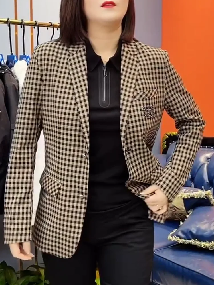 

Spring Autumn Men's Casual Plaid Suit Jaet Slim Fit Versatile Simple Faion Busin Sle Long Sve Regular Length