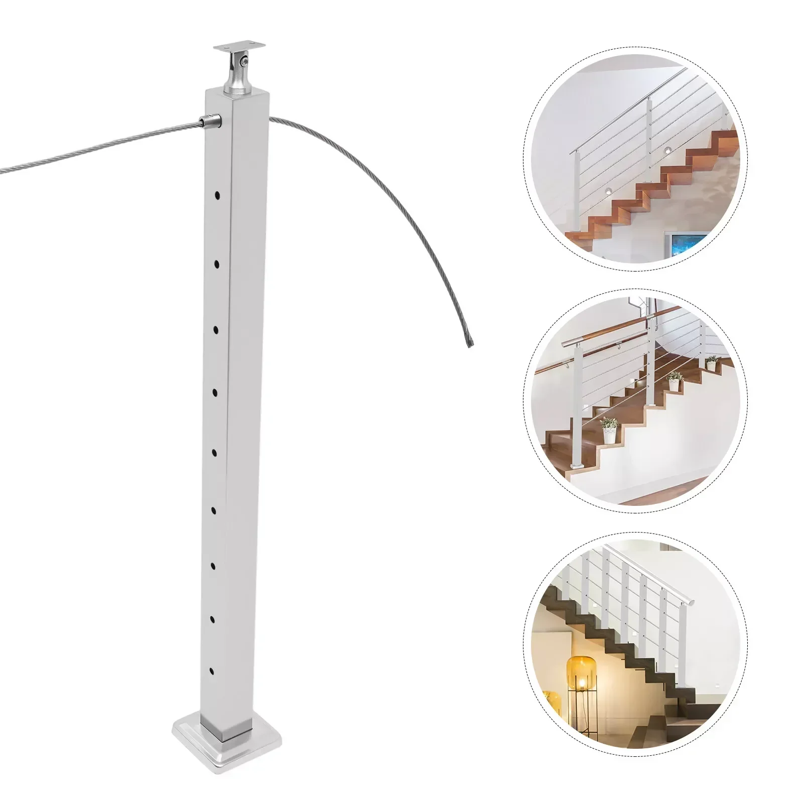 Cable Railing Post Stainless Steel Deck Railing 35.4" Adjustable 0-180° W/ Holes