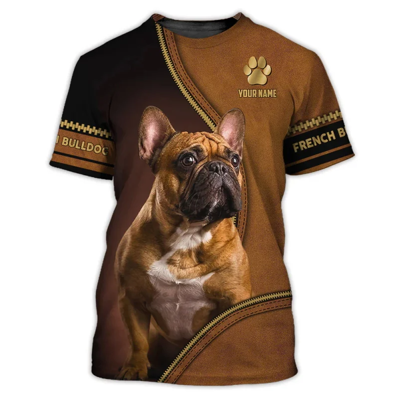 Custom Name 3D Full Print French Bulldog T Shirt For Men Women Summer Short Sleeve Dog Graphic TShirts Mens Tee Tops Streetwear