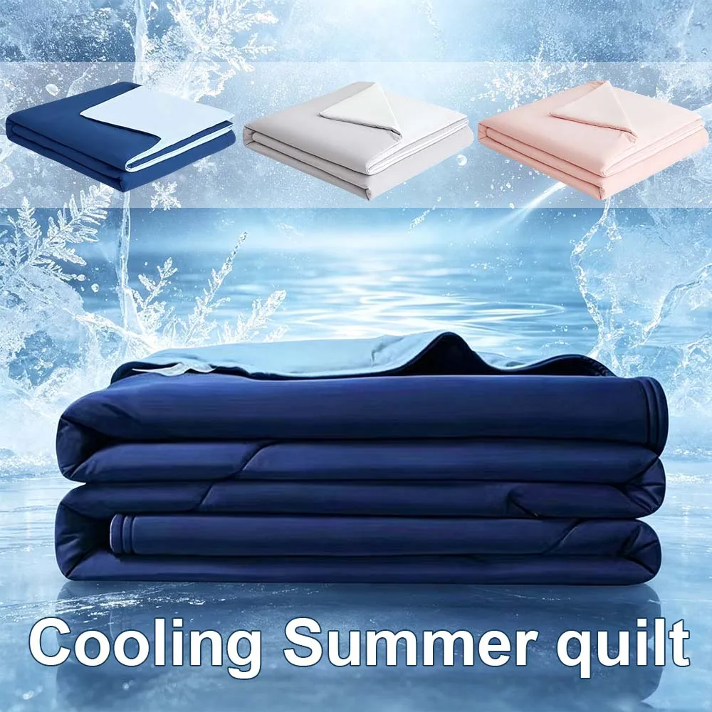 

Dual-Side Cooling Summer Quilt Cold Tech Fabric Air Condition Comforter Breathable Machine Washable for Office Travel Home Decor