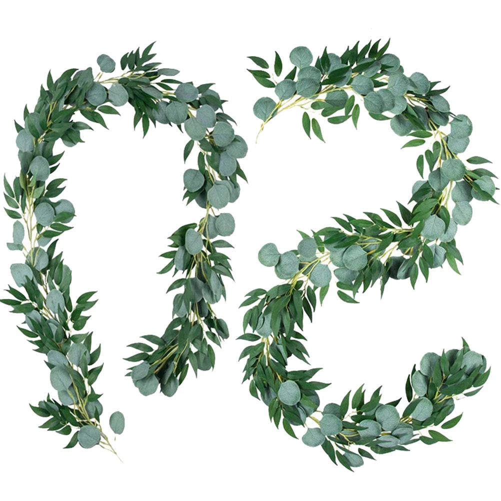 

2 Pcs Artificial Eucalyptus Plants 2M High Density Simulation Rattan Decorative Vine Home Garden Party Flower Arrangement