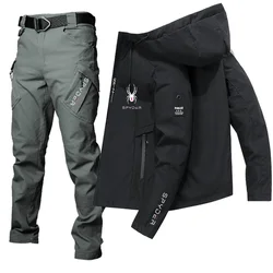 New men's clothing sports suit outdoor hiking top+tactical pants two-piece set high-quality men's jacket set