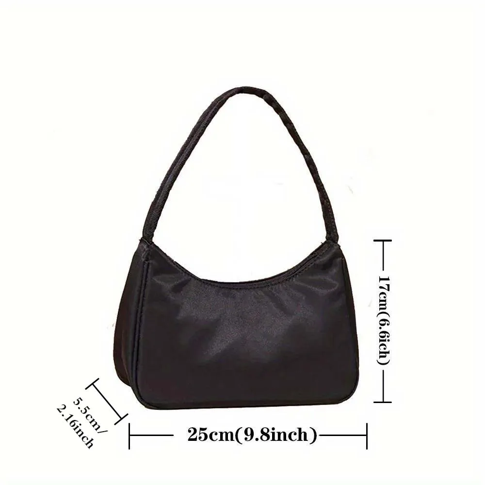 Personalized Customized Handbag Armpit Bag Mobile Wallet Large Capacity Black Nylon Work and Commuting Bag Pink Letter Series