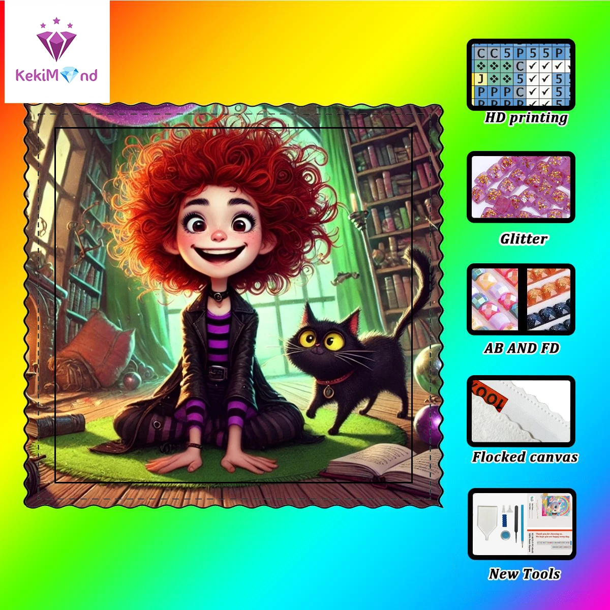 

【kekim_ Diamond Art】Кристалл для девочек и котят AB Горный хрусталь FD Горный хрусталь Идеальный алмаз из смолы