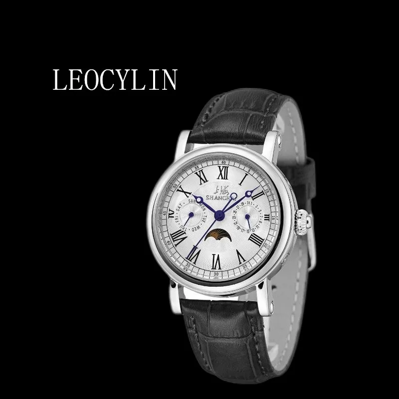 LEOCYLIN automatic mechanical watch Stainless steel top Shanghai original 39mm waterproof moon phase Multifunction Wristwatch