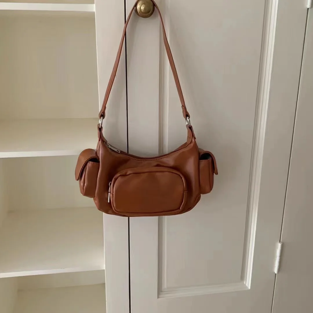 

Vivi Vintage Women Motorcycle Pockets Shoulder Bag Croddbody Retro PU Leather Messenger Hand Bag Commuter