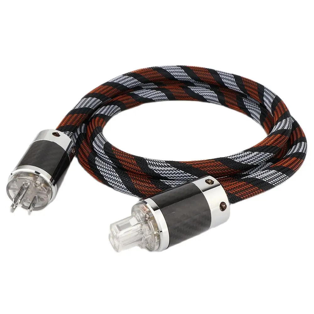 

Preffair Hi-End D503 7N Copper US Power Cord Power Cable Hifi Mains cord CD Amplifier with Carbon fiber rhodium plated plug