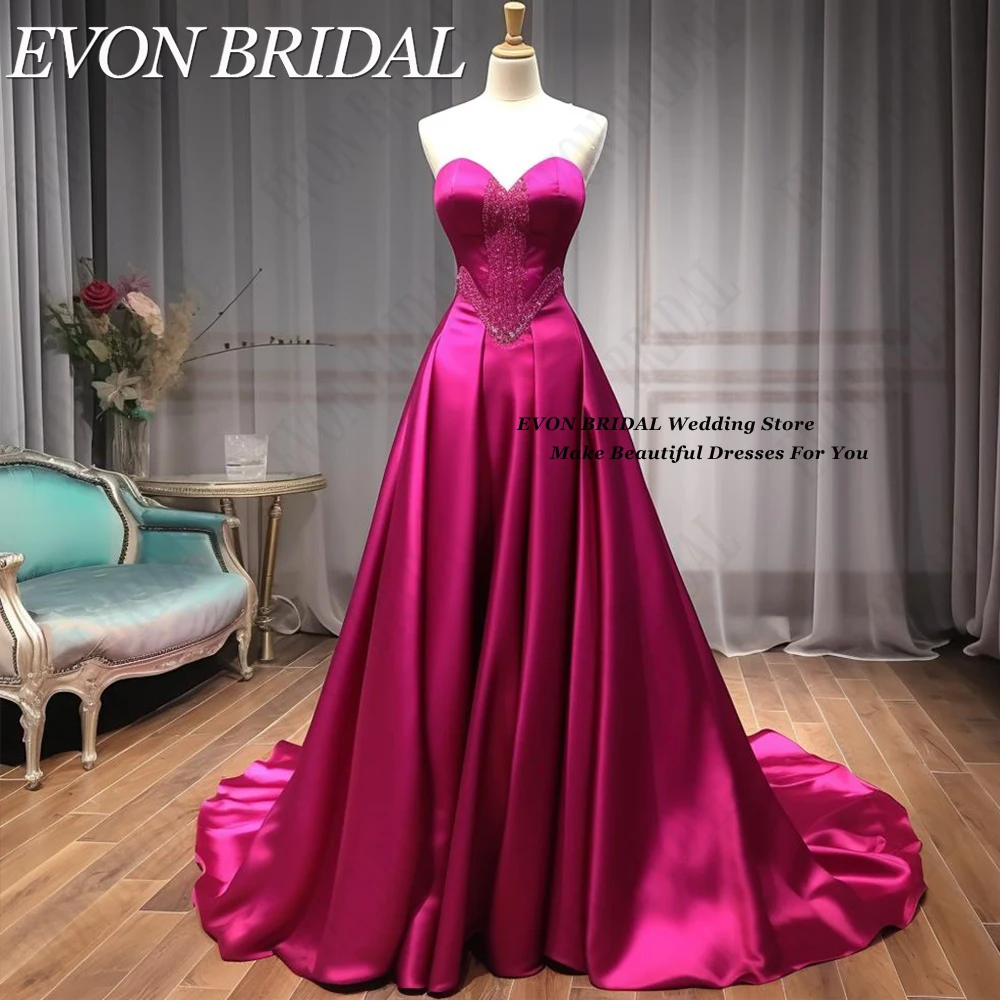 EVON BRIDAL Sexy Long Prom Dress For Women 2024 A-Line Strapless Formal Occasion Dresses Lace Up Backless robe soirée femme luxe