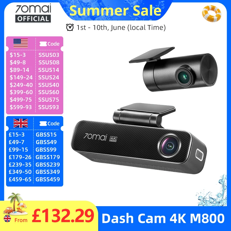 70Mai Dash Cam 4K M…