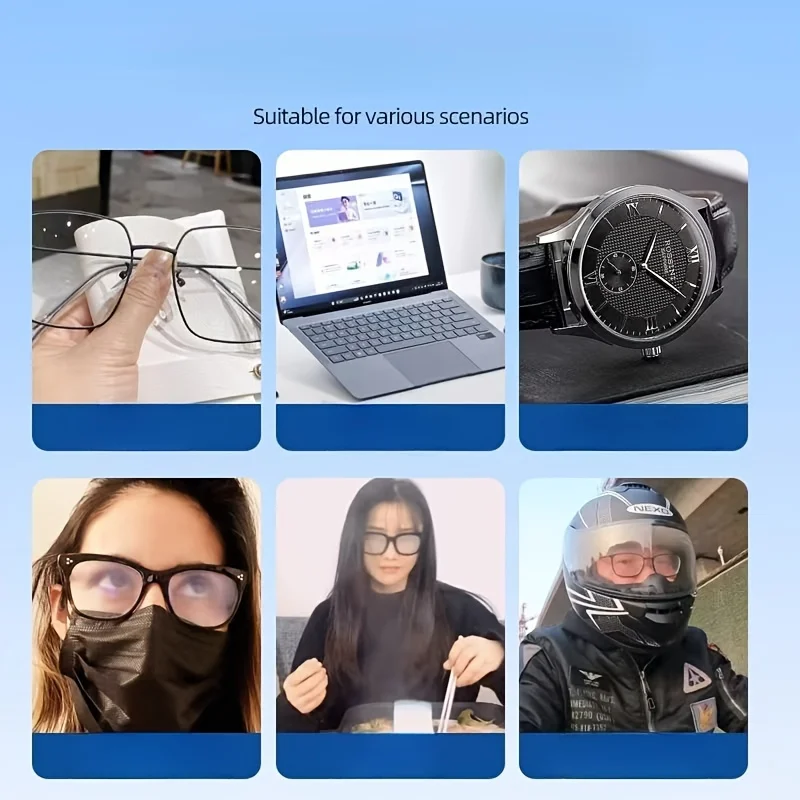 100 salviette monouso per lenti a contatto e detergenti per lenti, salviette per lucidare gioielli in metallo, occhiali antiappannante, schermo del telefono cellulare