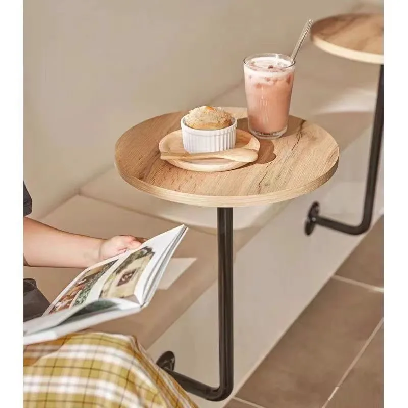 Coffee Shop Furniture Wall Mounted Table Round Bracket Shelf Cafe Bistro Desk for Balcony Space Saving Wall Mounted Table