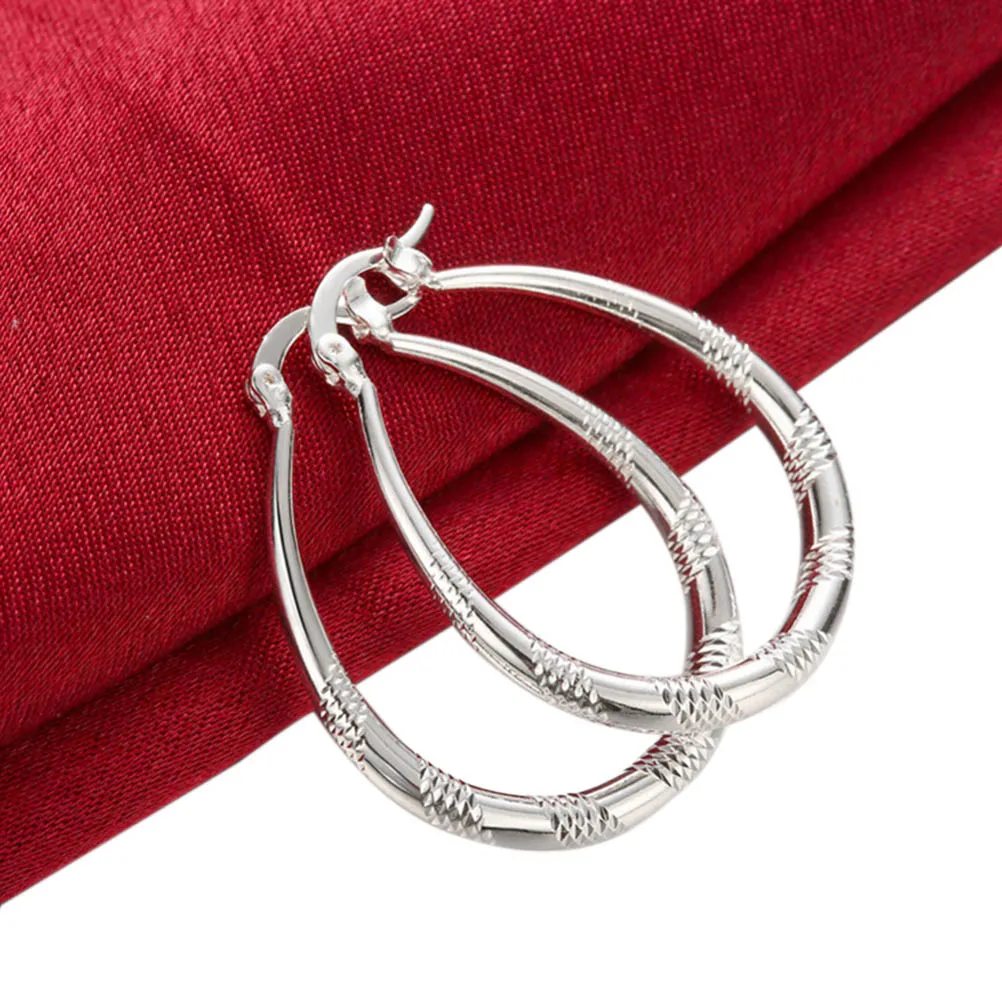 

Earrings Silver Plated Twisted Oval Lightweight Portable Wearing Exquisite Design Pleasant Color Brightness Summer Picnic