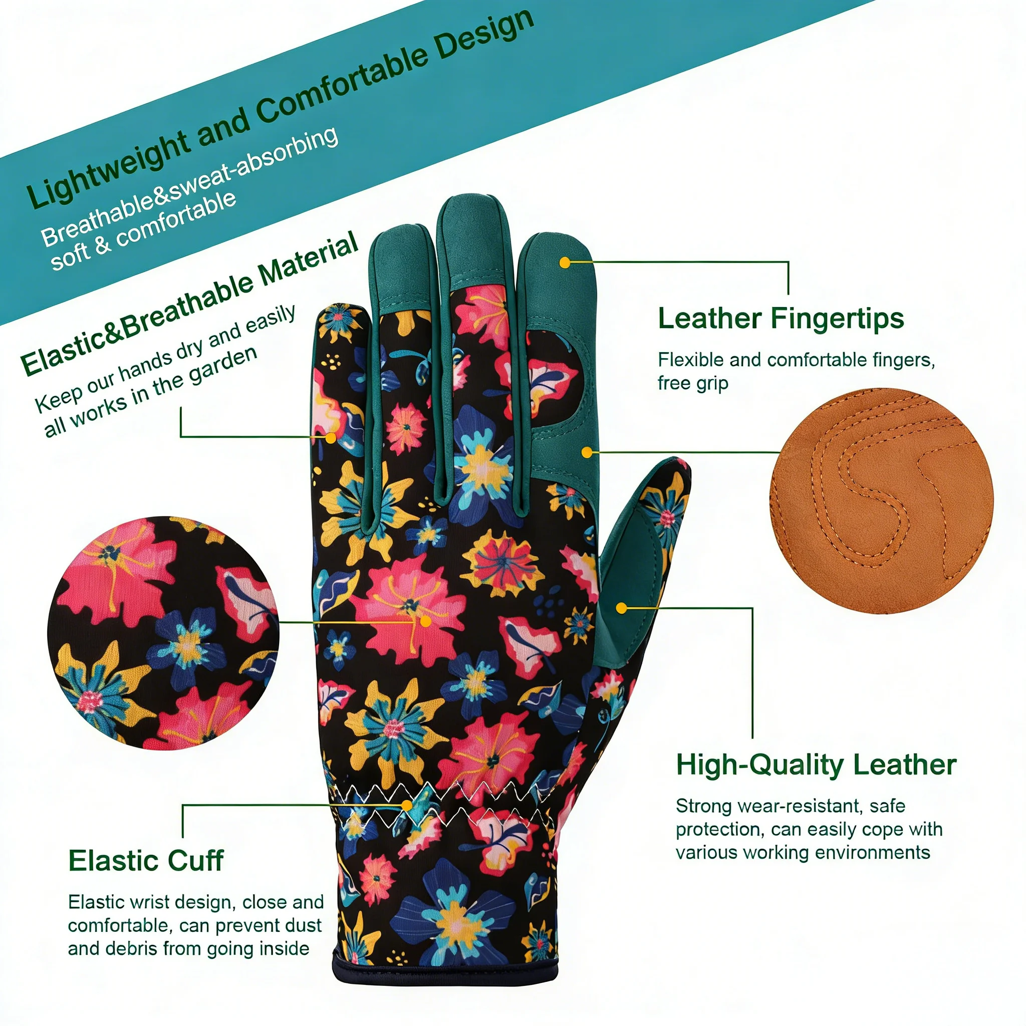 Gardening Gloves Ideal For Landscaping Weeding Pruning Comfortable Ergonomic Grip Elastic Cuffs Stylish Design