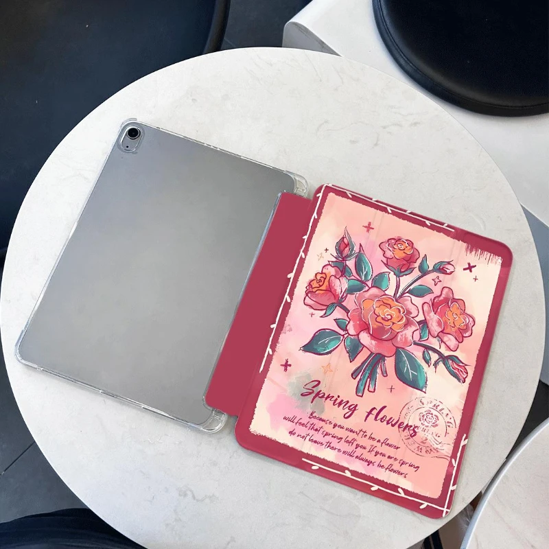 Detachable Cover Red Roses for Ipad Air 3 Generation 2019 Pro 11 2nd 3rd 4th 10.9 10th Gen Ipad 5th 6th 9.7 Protective Cover