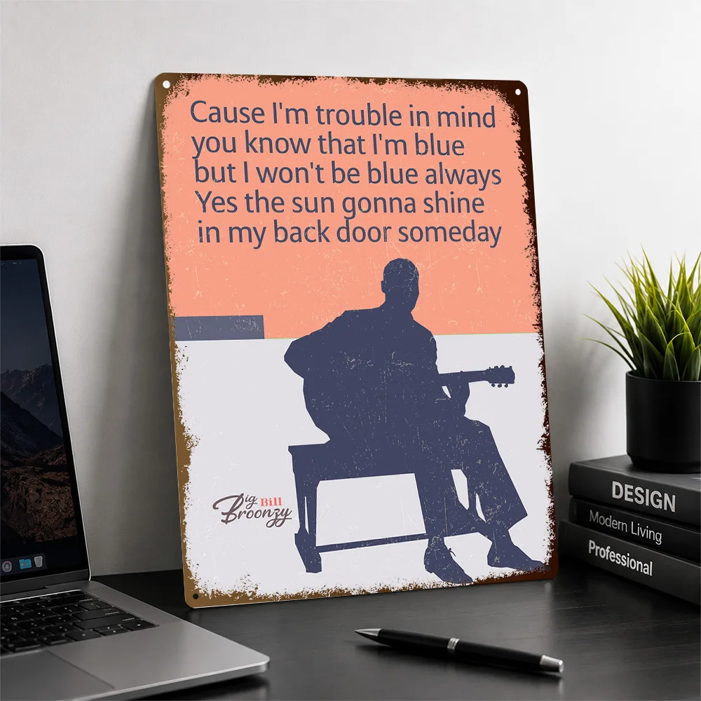Big Bill Broonzy Blues Printed Poster Vintage Graphic Wall Art For Listening Room Customized Aluminum Metal Sign Birthday Gift