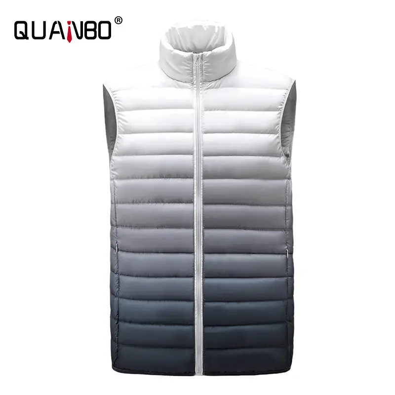 Men's Sleeveless Down Jacket 2024 Spring and Autumn New Men Fashion Gradient Color 90% White Duck Down Casual Puffer Vest