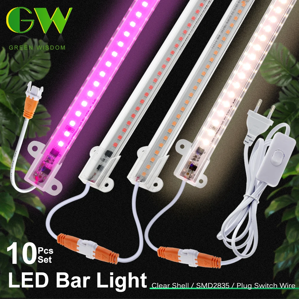 

SMD 2835 Гладкий алюминий Полный спектр 380-780 нм 220 В Вилка европейского стандарта Провод переключателя 4000 К Эффективное рассеивание тепла Светодиодный светильник для роста