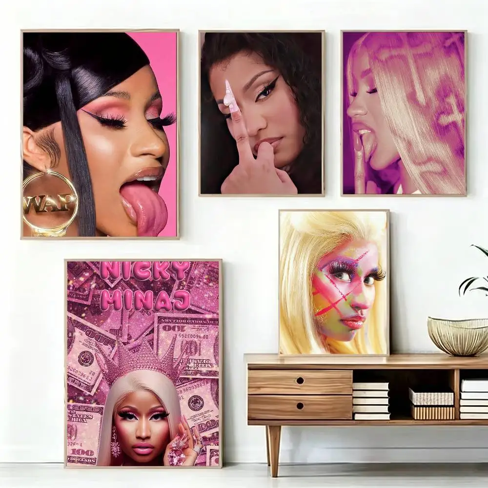 

N-Nicki M-Minaj Poster Waterproof Wall Art Sticker For Bar Living Room Vintage Decor High Quality Print Gift