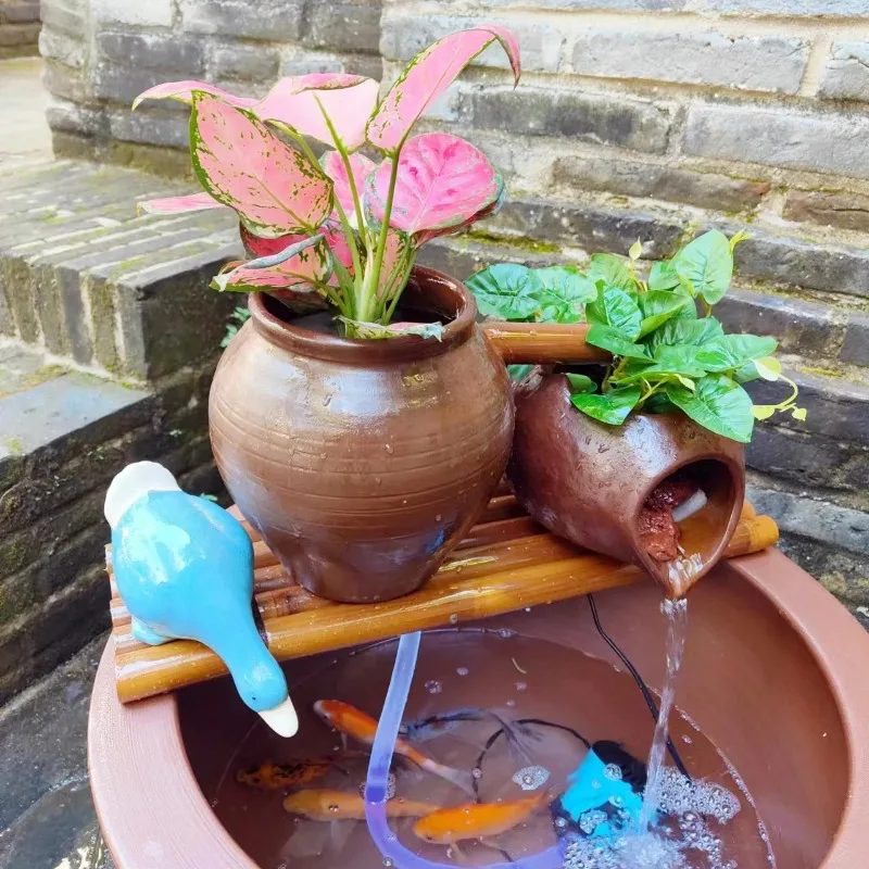 

Ceramic circulation flowing water ancient fish farming courtyard landscaping ornaments indoor oxygen filtration creative flowing