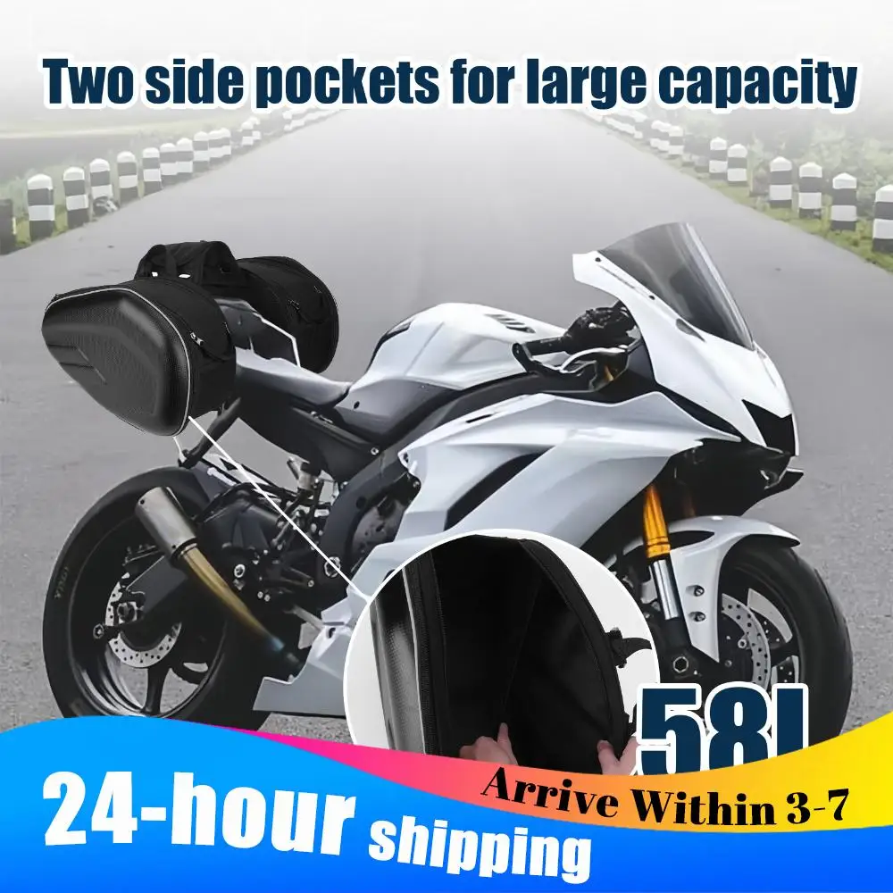 

58L Motorcycle Saddle Bags Waterproof Universal Moto Panniers Large Capacity Moto Cycling Luggage Bag for Most Moto Tail Pack