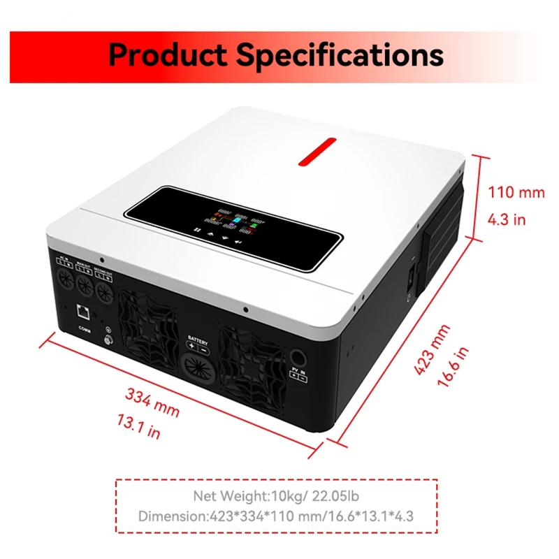 ECGSOLAX 4200W 6200W Solar Hybrid Inverter Charger 24V 48V Battery Pure Sine Wave 220VAC 120A MPPT Solar Charge Controller LCD