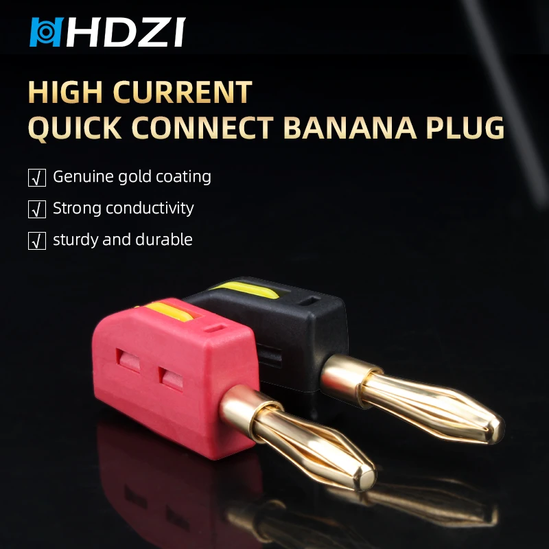 1-10Pcs No Solder Banana Plug 4mm Quick Wire Connect Gold-plated Copper Banana Connectors Plugs for Jack Audio Music Speaker