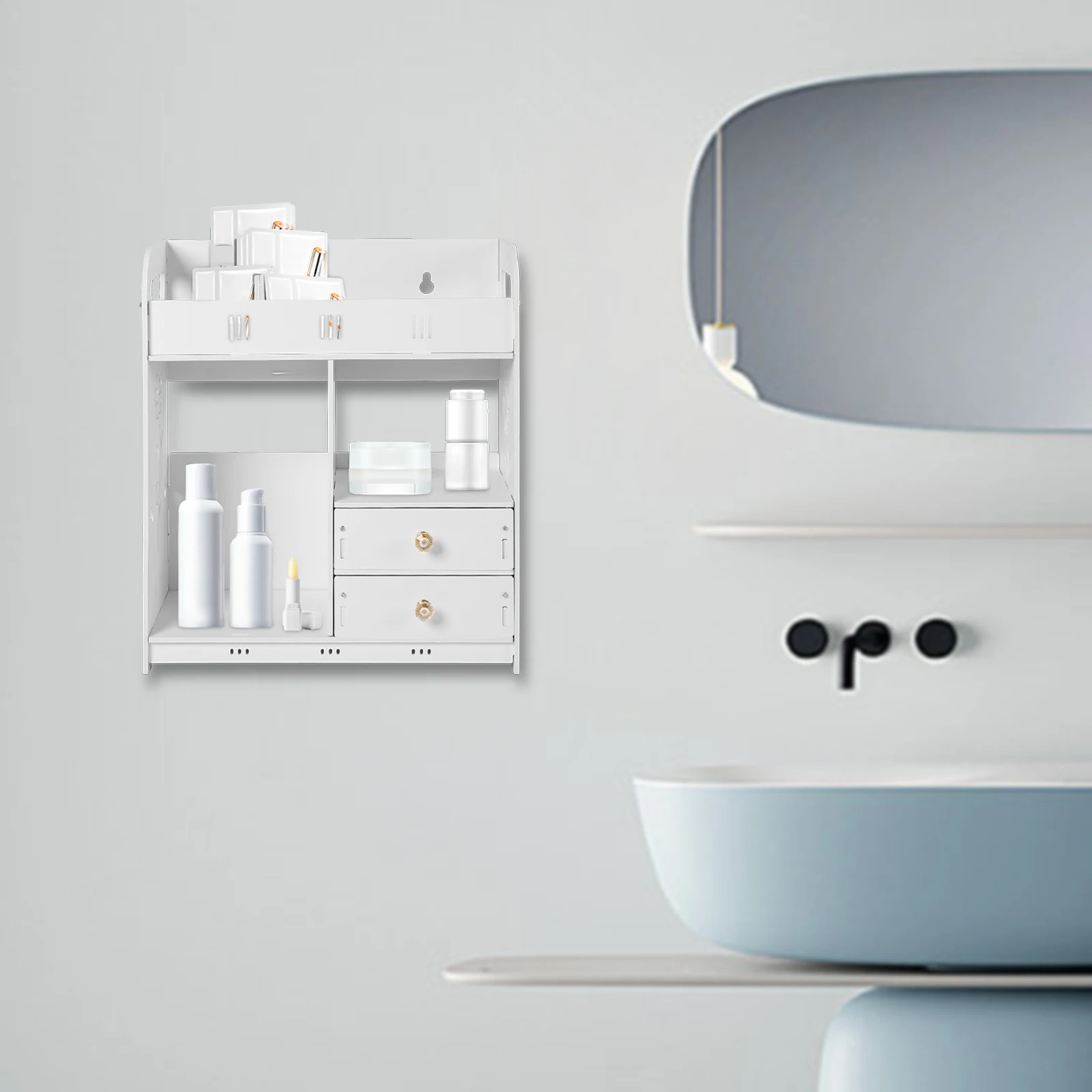 PVC Wall Mounted Rack Kitchen Bathroom Racks Hanging Cabinet Pantry White USA