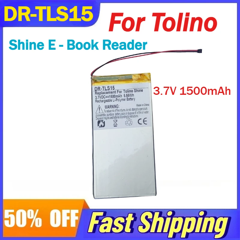 

3.7V 1500mAh DR-TLS15 Rechargeable Li-Ion Battery for Tolino Shine E-Book Reader Batteries SP305590 Accessories