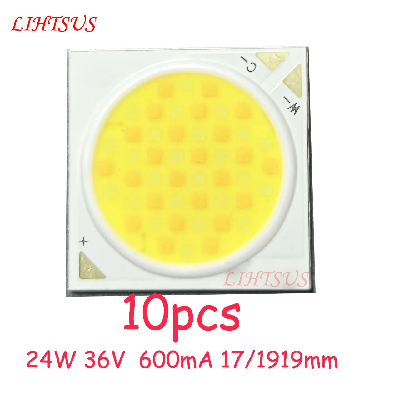 10PCS 24W 1919-17mm 2700-6000k Ra90 COB Chip  Dimmable COB LED Chip  High Power High Brightness LED Beads Chip