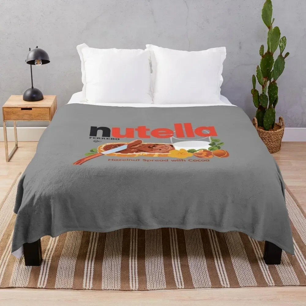 

Iconic Nutella Hazelnut Cocoa Spread design Throw Blanket Shaggy Furry Soft Blanket for Bedroom Living Room