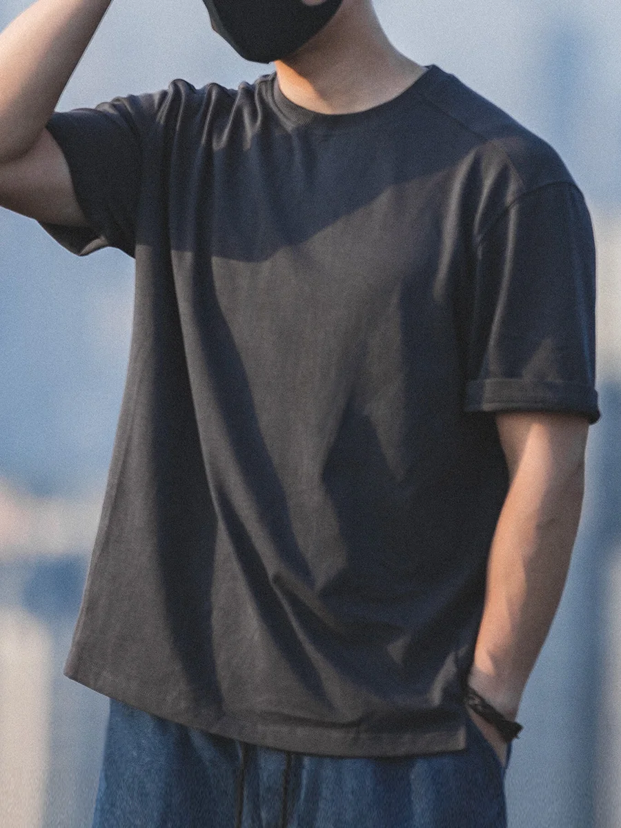 

Мужская футболка Maden Casual из плотного чистого хлопка свободного кроя с круглым вырезом и коротким рукавом, модная цветная модель