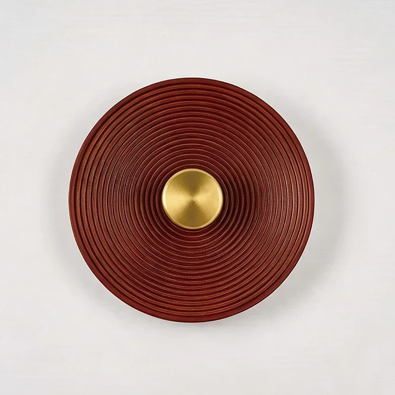 Solid Wood Bedside Wall Lamp Retro Round Wavy Pattern Aisle Corridor Wall Lamp LED Background Wall Decorative Wall Lamp