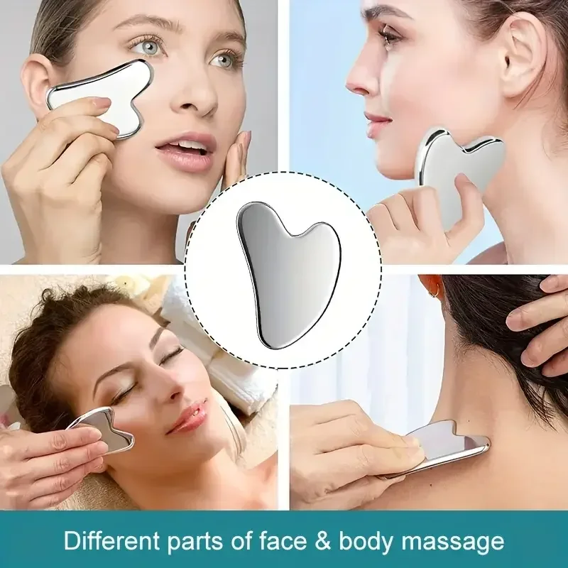 Facial Massage Scraper Stainless Steel Beauty Scraper Face Lift Law Full-Body Dolphin Heart Scraper Holster