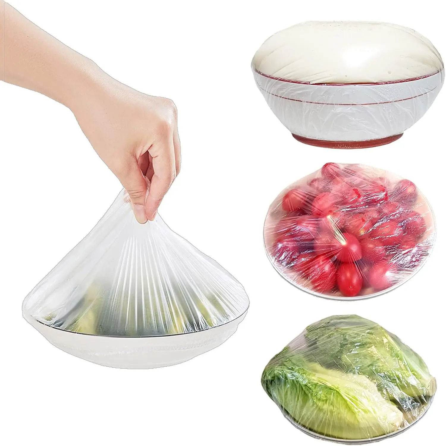 

100pcs Elastic Bowl/Basket Covers for Proofing,Shower Caps for Sourdough Bread Baking Supplies,Plastic Wrap for Food Fruit Veget