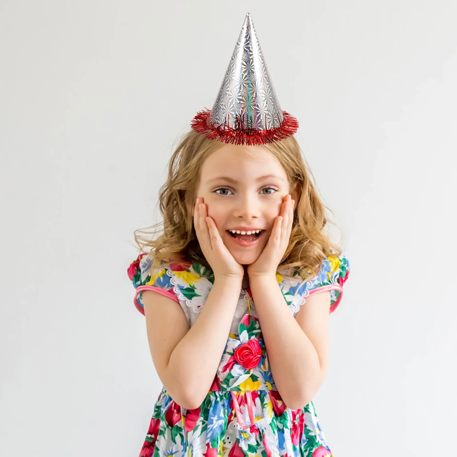 

12 Pcs Tricorn Party Hats Cone Shape Film Elastic Band Kids Adults Birthday Celebration Festive Triangle Edge No Itch