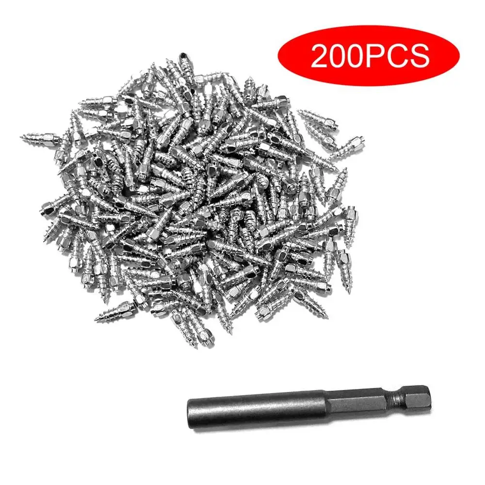 200Pcs 9mm 12mm Car Tire Studs Anti-Slip Screws Nails Auto Motorcycle Bike Truck Off-road Tyre Anti-ice Spikes Snow Sole Cleats