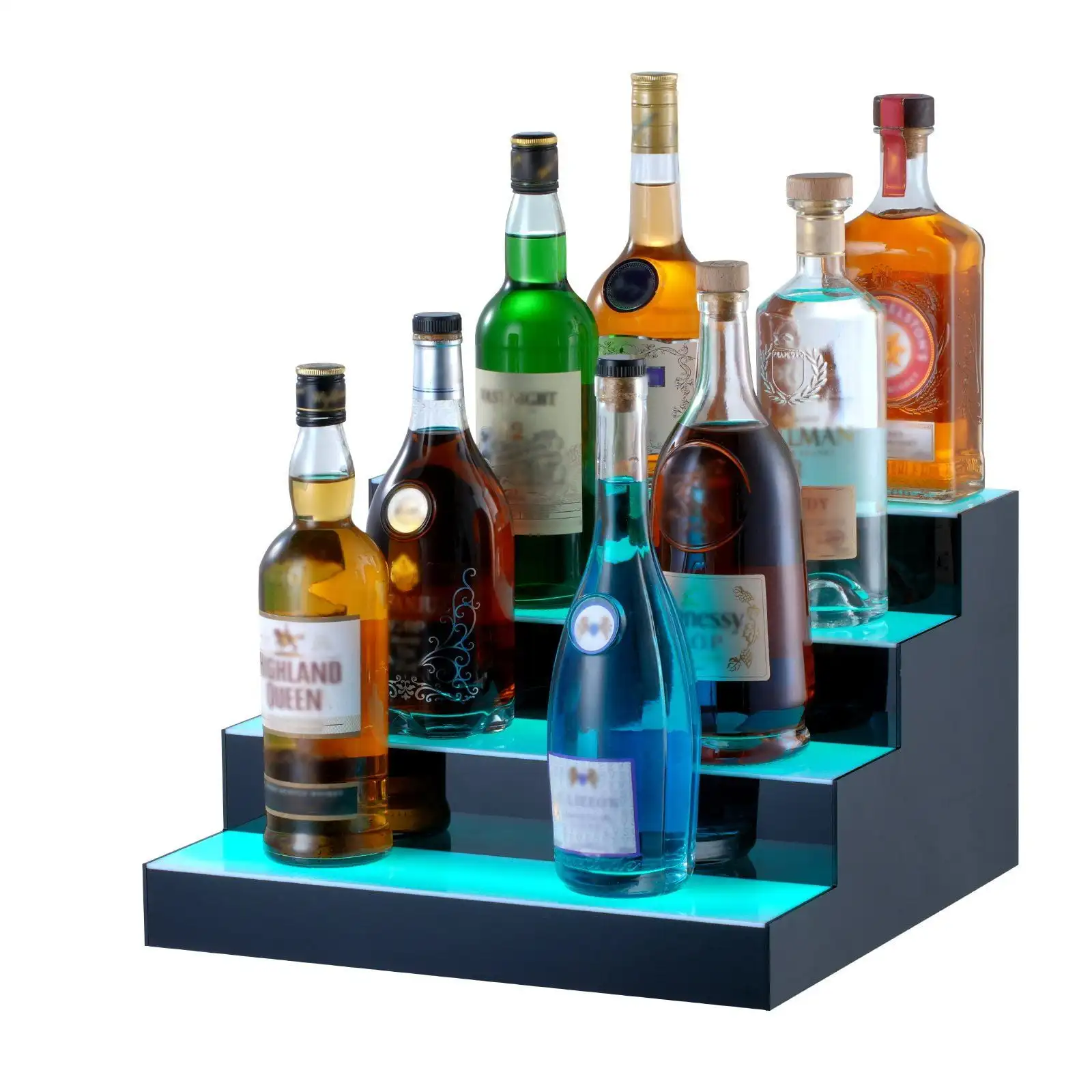 LED Lighted Liquor Bottle Display Bar Shelf RF & App Control 16