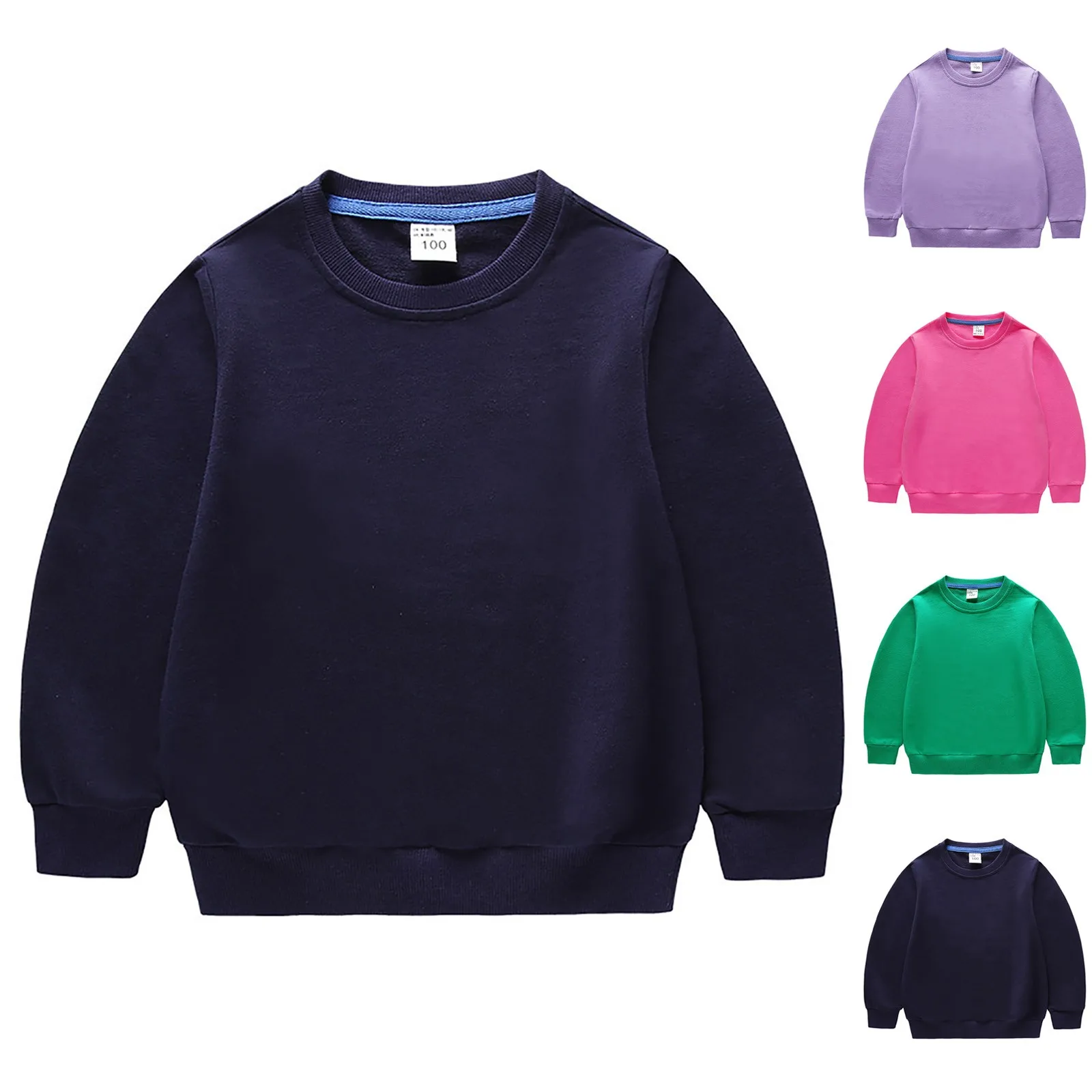 

Kids Spring And Autumn Sweatshirt Children Korean Style New Round Neck Long Sleeve Pullover Top Boys And Girls Cotton Clothing