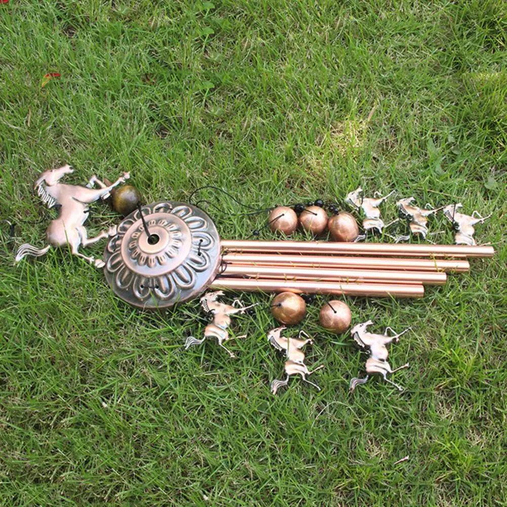 Campana de viento armoniosa, colgante de carillón de viento con sonido, campanas de viento de caballo corriendo de Metal hechas a mano con campanas para decoración del jardín del hogar Retro