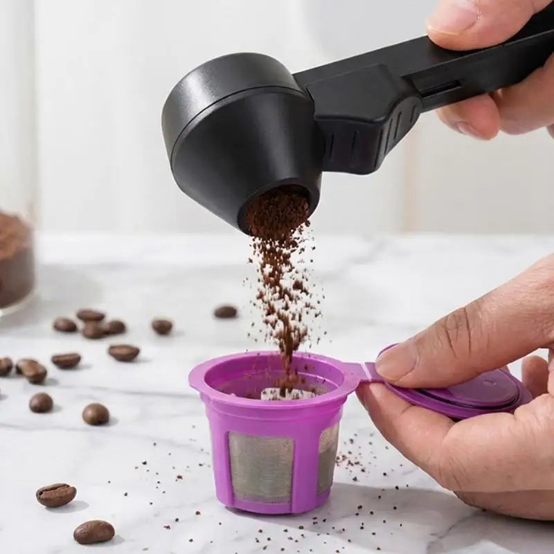 Spill-Proof Coffee Spoons Funnels Sliding Spoon Reusable With Longer Handle Coffee Scoop Measuring Spoon Funnel Kitchen Gadgets