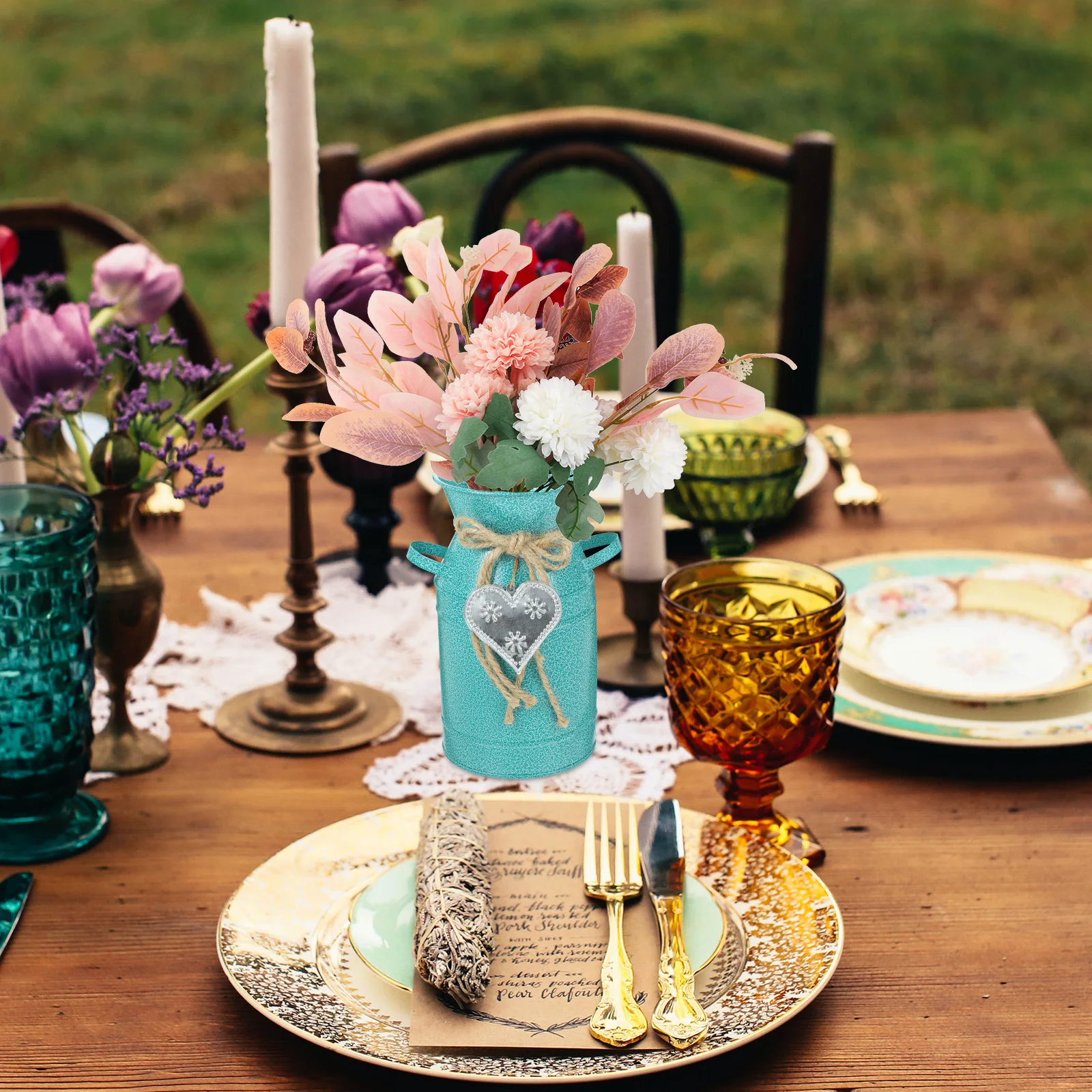 

Iron Flower Bucket Vintage Pastoral Style Flower Vase Living Room Plant Storage Holder Rustic Metal Planter Bucket