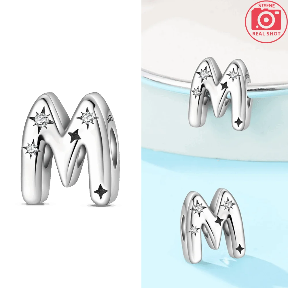 Original 925 Silver Elegant A-Z 26 Letters Charms BeadsFit Original Bracelets Bag Keychain Pendant Diy Women Jewelry Gift view 5