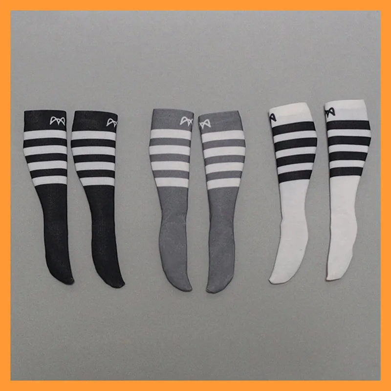 Chaussettes de mollet rayées pour femme, chaussettes de sport pour étudiant, yoga, figurine d'action, jouets modèles, échelle 1/6, 12 po