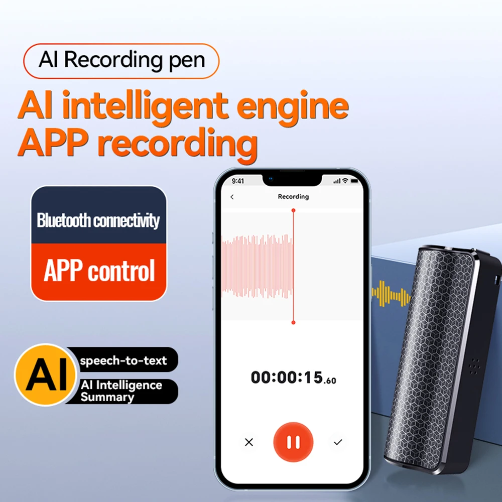 AI ChatGPT-4o Intelligent Voice Recorder 8-128GB Transcribe Summarize Language Translation Device Noise Reduction Sound Recorder