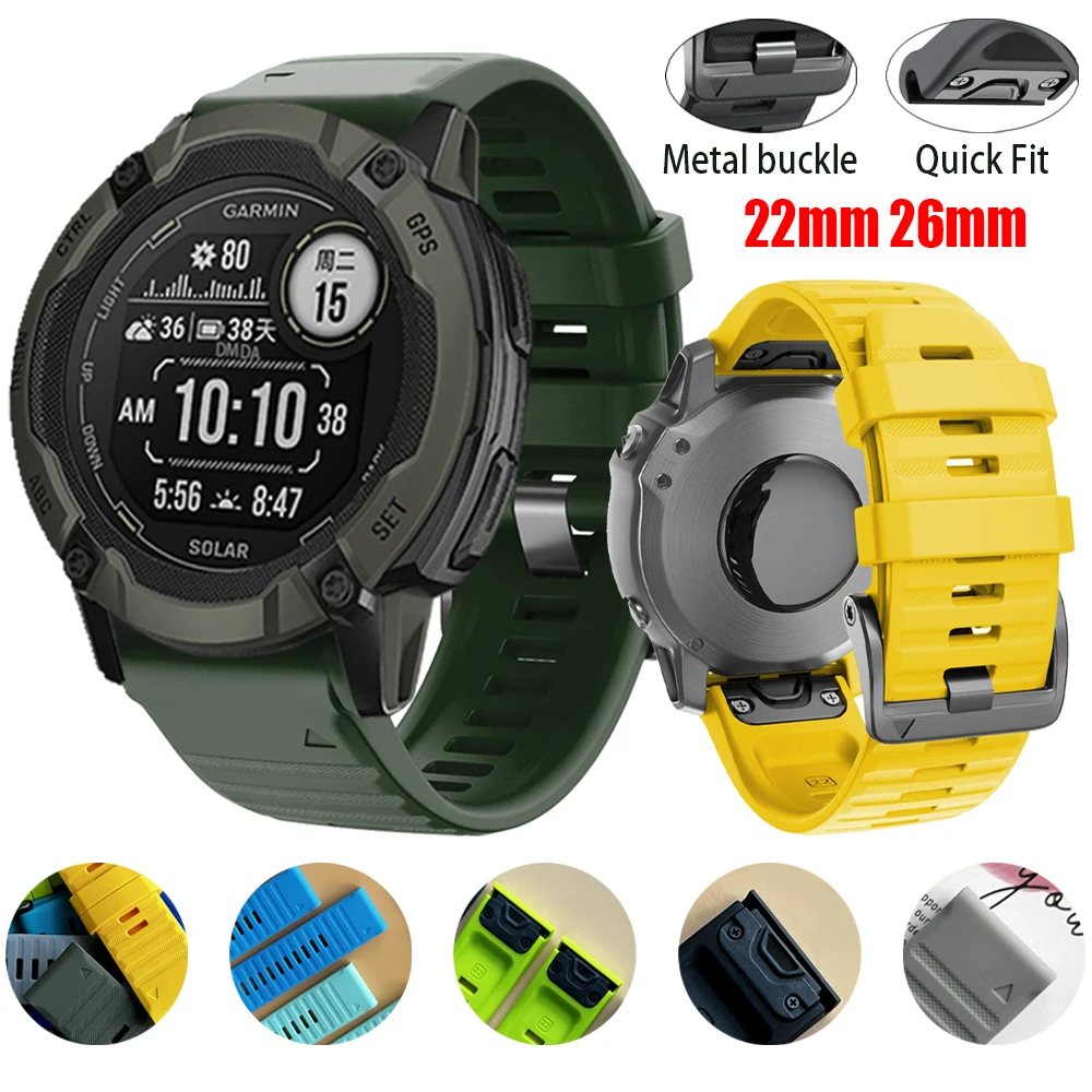 Quick Fit 22/26mm Silicone Watch Band For Garmin Instinct 2X Watchbands Forerunner 965 935 955 Strap S60 S62 Bracelet Accessorie