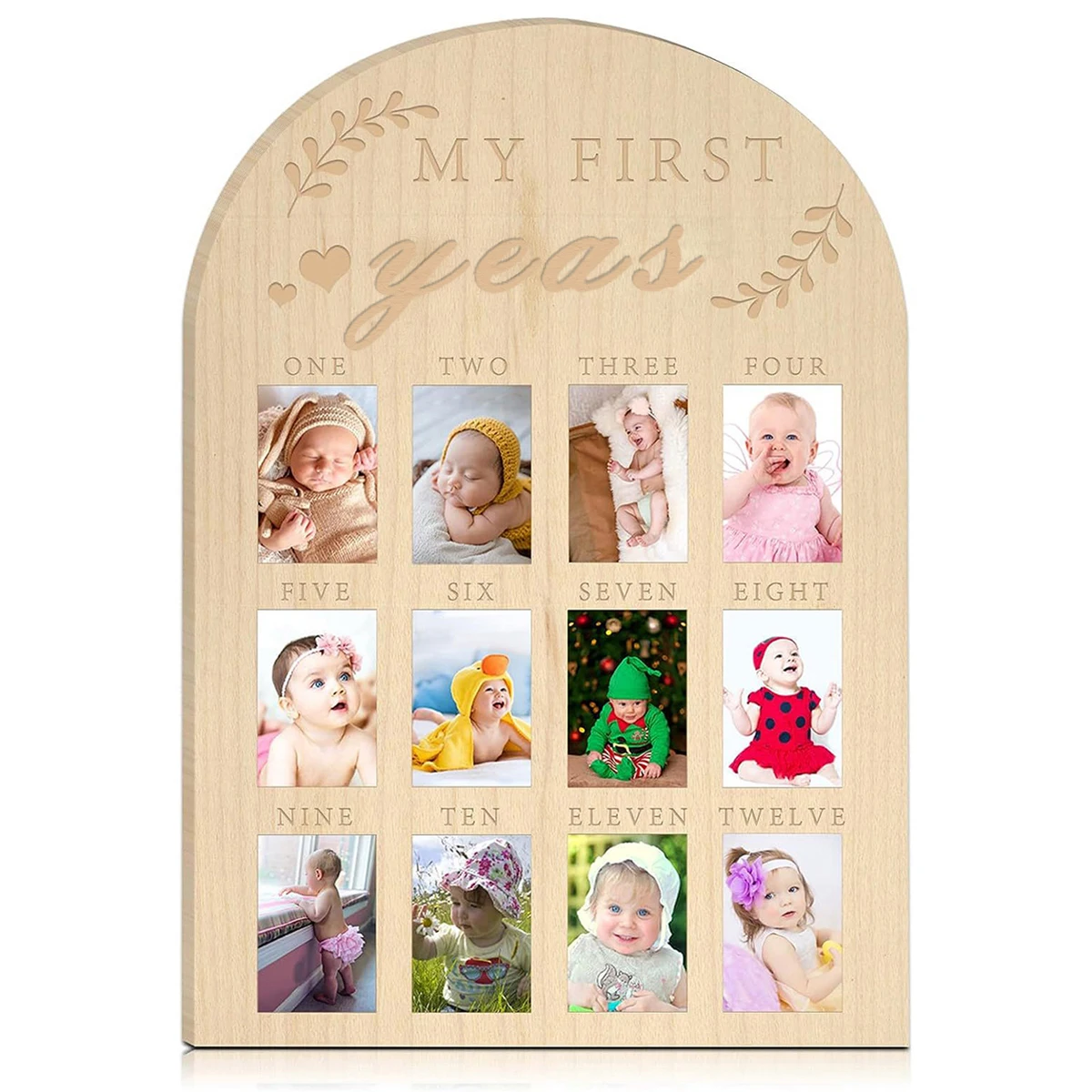 First year Milestone Photo frame Wooden baby commemorative photo frame Newborn Month card photo frame