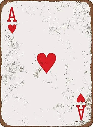 Eveokoki Metal Sign 8 x 12inches - Ace of Hearts Retro Poker Man Cave Vintage sign