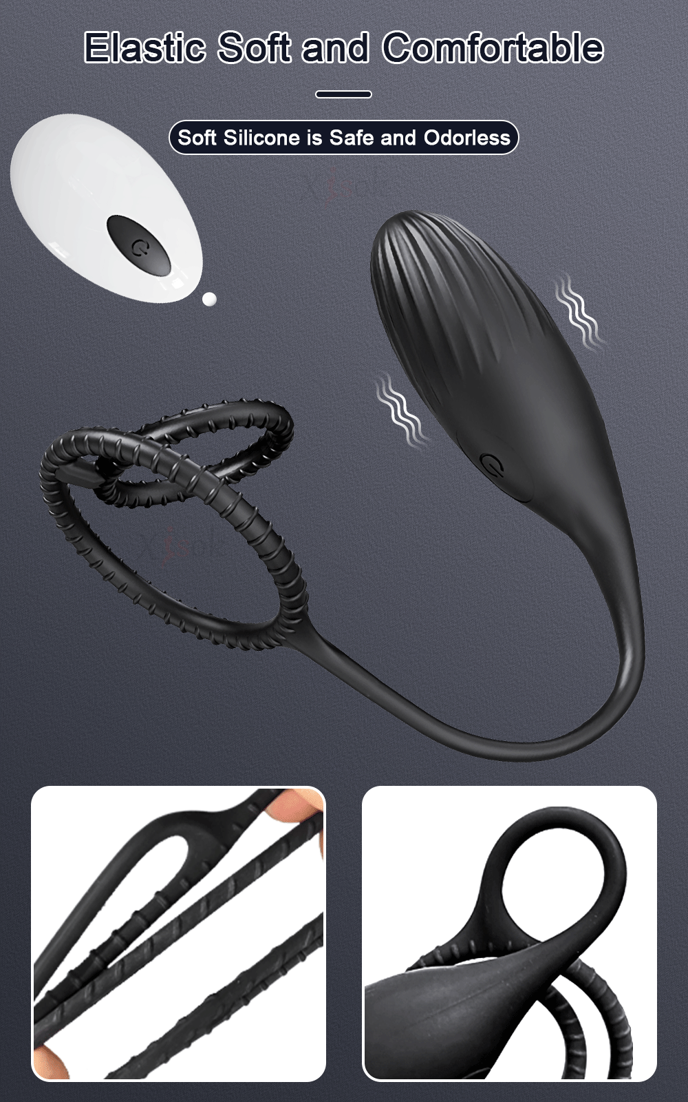 Male 2-in-1 Cock Ring and Anal Butt Plug Vibrator