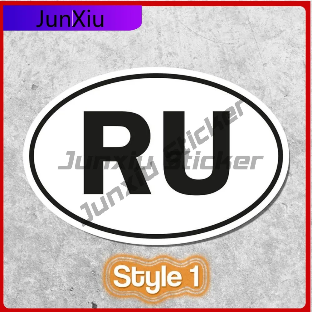 Russia Flag Sticker Oval-shaped White and Black Country Creative Motocross Cars Scratch Proof Anti UV Vehicle Decor Car Styling